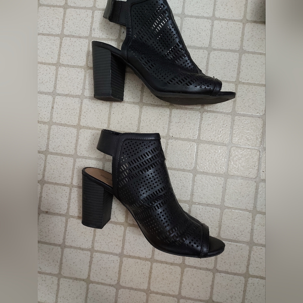 Call It Spring Black Perforated Heeled Boots